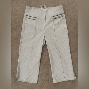 bebe Cream and Black Striped Wide Leg capri Pants